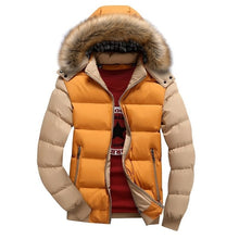 Load image into Gallery viewer, 2019 Men Winter Coat Warm Fleece Down Jacket 9 Color New Fashion Fur Hood Hat Men Outerwear Casual Mens Coats Thick Hoodies 4XL