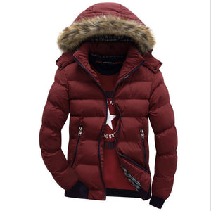 2019 Men Winter Coat Warm Fleece Down Jacket 9 Color New Fashion Fur Hood Hat Men Outerwear Casual Mens Coats Thick Hoodies 4XL