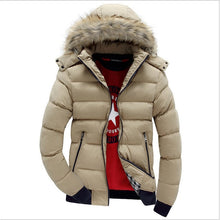 Load image into Gallery viewer, 2019 Men Winter Coat Warm Fleece Down Jacket 9 Color New Fashion Fur Hood Hat Men Outerwear Casual Mens Coats Thick Hoodies 4XL
