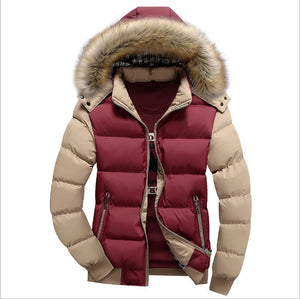 2019 Men Winter Coat Warm Fleece Down Jacket 9 Color New Fashion Fur Hood Hat Men Outerwear Casual Mens Coats Thick Hoodies 4XL