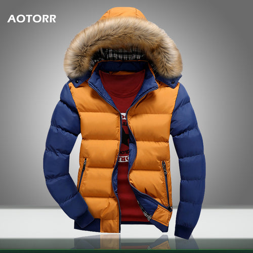 2019 Men Winter Coat Warm Fleece Down Jacket 9 Color New Fashion Fur Hood Hat Men Outerwear Casual Mens Coats Thick Hoodies 4XL