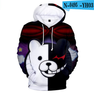 Danganronpa Hoodie Black White Bear Monokuma Oversized Moletom Danganronpa Anime Hoodies Long Sleeve Printed Hoodie Game Clothes