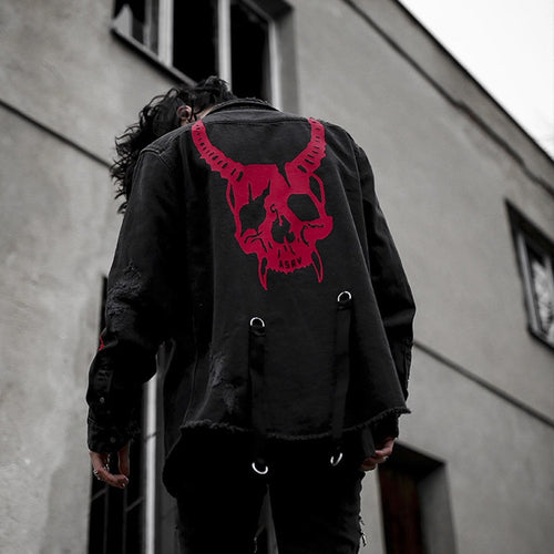 Denim jacket vintage men coats Fashion Hip Hop Streetwear Beggar Hole Denim men's Top