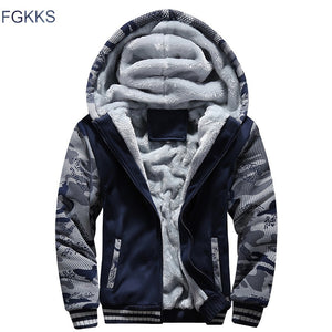 FGKKS Hoodies Men Fleece Hooded Casual Winter Fashion Brand Thickened Warm Coat Male Sweatshirts Coat Zipper Hoody Man's