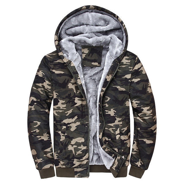 FGKKS Men Fleece Hoodies Sweatshirts Winter Men's Warm Jackets Camouflage Coats Casual Tracksuits Hoodies Thick Hoody