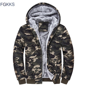 FGKKS Men Fleece Hoodies Sweatshirts Winter Men's Warm Jackets Camouflage Coats Casual Tracksuits Hoodies Thick Hoody