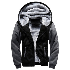 FGKKS Men Hoodie Winter Fashion Brand Men Hooded Sweatshirt Coat Mens Warm Fleece Thick splice Casual Hoodie