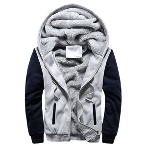 FGKKS Men Hoodie Winter Fashion Brand Men Hooded Sweatshirt Coat Mens Warm Fleece Thick splice Casual Hoodie