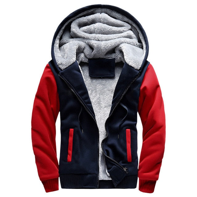 FGKKS Men Hoodie Winter Fashion Brand Men Hooded Sweatshirt Coat Mens Warm Fleece Thick splice Casual Hoodie