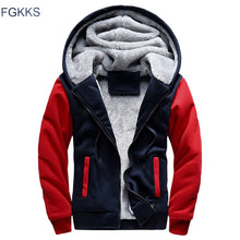 Load image into Gallery viewer, FGKKS Men Hoodie Winter Fashion Brand Men Hooded Sweatshirt Coat Mens Warm Fleece Thick splice Casual Hoodie