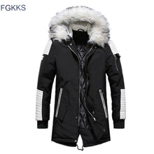 Load image into Gallery viewer, FGKKS Men Parka Cotton Thick Jacket 2019 Winter New Warm Fashion Fleece Jackets Coats Fur Collar  Men&#39;s Parkas