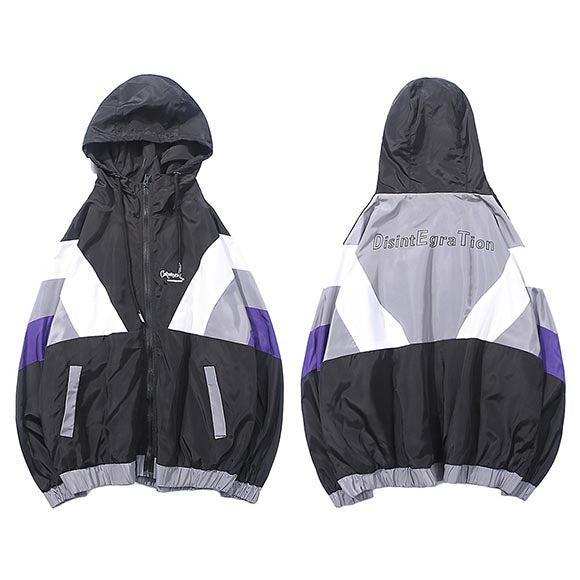 Harajuku Track Jacket Windbreaker Men Hip Hop Streetwear Hooded Jacket Color Block Autumn 2018 Casual Hoodie Jacket Coat Hipster