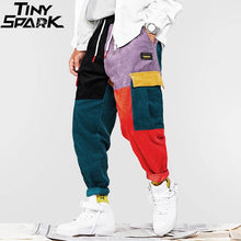 Load image into Gallery viewer, Hip Hip Pants Vintage Color Block Patchwork Corduroy Cargo Harem Pant Streetwear Harajuku Jogger Sweatpant Cotton Trousers 2019