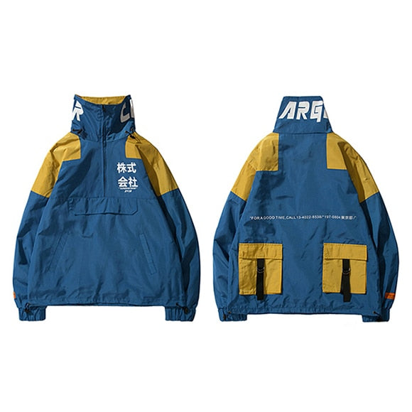 Hip Hop Jacket Windbreaker Men Japan Harajuku Multi Pockets Jacket Coat Retro Vintage Casual Track Jacket Streetwear 2019 Autumn