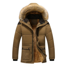 Load image into Gallery viewer, M-5XL Fur Collar Hooded Men Winter Jacket 2019 New Fashion Warm Wool Liner Man Jacket and Coat Windproof Male Parkas casaco