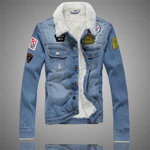 Men's Denim Jacket Warm Fur Lined Jackets 2019 New Fashion Casual Male Winter Coat Fitness Autumn Male Streetwear Men Jean Coats