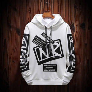 Casual Black White Hoodie letter print Men