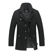 Load image into Gallery viewer, New men&#39;s winter padded wool jackets coats removable quilted lining button wool blends pea coat thick padded jacket coat men